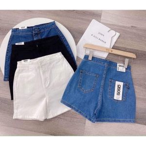 Quần short jean nữ lưng cao chất bò kaki dày dặn dễ phối đồ đi chơi hàn quốc 3 màu đen trắng xanh Quần short đùi jean nữ co dãn cạp cao Quần Jeans Nữ Quần Short Demin Nữ Co Giãn Lưng Cao Xuất Khẩu Cao Cấp