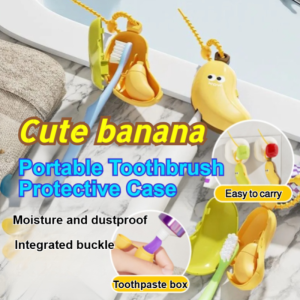 ⚡Fast Delivery⚡[With Toothpaste Box] Banana Portable Electric Toothbrush Organizer Set Travel Portable/Dustproof Breathable Toothbrush Head Protective Cover