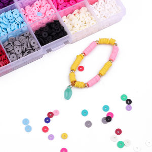2600pcs Polymer Clay Flake Beads Set Flat Round Loose Spacer Beads For Jewelry Making DIY Bracelet Necklace