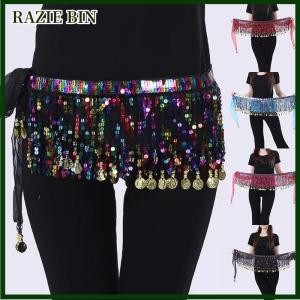RAZIE BIN Boho Bellydance Hip Scarf W Dangling Sequins Sequins Hip Scarf Dance Performance Clothing Jazz Dance Accessories Show Costumes