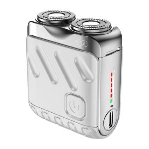 GLOWLITE Mini Mens Electric Shaver Double Head ic Portable Rotary Razor Compact 9000 Revolutions Beard Trimmer Father