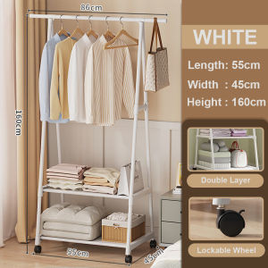 Multi-function Simple Clothes Hanger Triangle Cloth Rack Storage Racks Wardrobe With Wheels Coat Rack Rak Baju