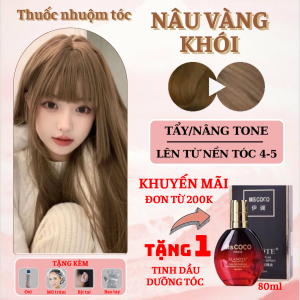 Thuốc nhuộm tóc màu Nâu Vàng Khói - Cần tẩy / Nhuộm tóc tiện lợi tại nhà - Tặng kèm oxi trợ nhuộm