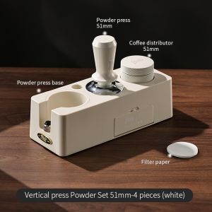 BINCOO Coffee Tamper Set Maker Distributor Portafilter Press Base Powder Powder Press Hammer Dusting Bucket Coffee Tools Set 51MM/58MM