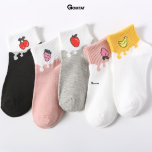 Set 5 đôi vớ nữ cổ ngắn GOMTAT họa tiết cute chất liệu cotton mềm mịn hút ẩm thoáng khí khử mùi chân -CB082