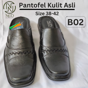 sepatu bustong pria kulitasli warna hitam formal B01