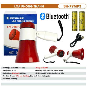 Loa phóng thanh công suất lớn 50W chính hãng Sunrise SH-79 MP3 có kết nối bluetooth usb khe thẻ nhớ ghi âm phát lại