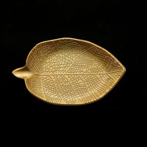 HOUCHU STUDIO Kitchen Luxury Gold Pineapple and Leaf Shaped Snack Dish Storage Organizer Fruit Rack Jewelry Storage Tray Dessert Shelf Serving Tray