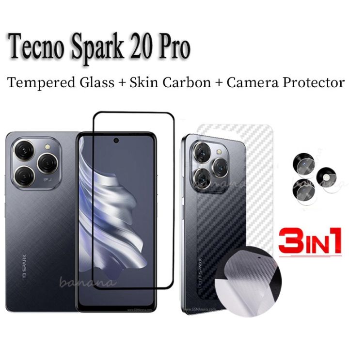 สำหรับ Tecno Spark 20โปรจอปกป้องกระจกเทมเปอร์ Spark20 20C 3 In1ป้องกัน ...