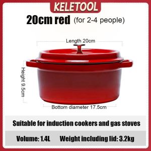 Oval Cast Iron Dutch Oven Enameled Casserole Dish for Baking Braising Stewing Slow Cooking All-in-One Pot
