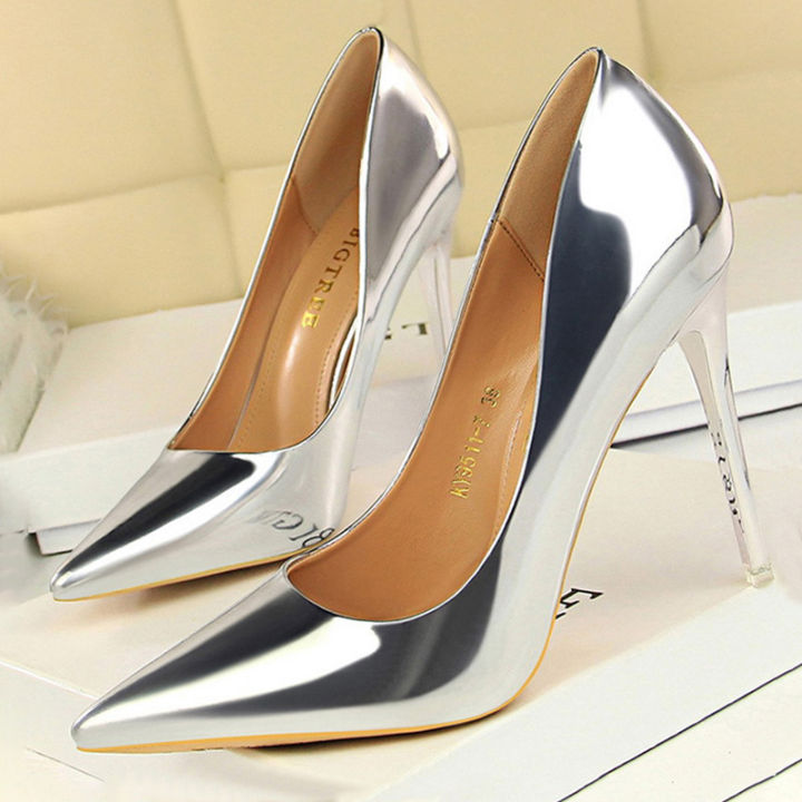 BIGTREE Shoes Woman Pumps Patent Leather High Heels Shoes Women Basic Pump  Wedding Shoes Female Stiletto Women Heel Plus Size 43
