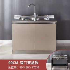 Stainless Steel Kitchen Cabinet Simple Stove Table Cabinet Cabinet Integrated Household Assembly Rental Bowl Cabinet Multi-Functional Buffet