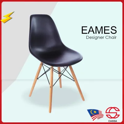 Cassa Eames Chair Black Seat Natural Wood Legs Desk Chair Dining Chair for Cafe Home Office Use