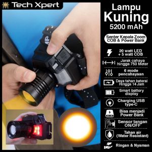 SENTER KEPALA LED OUTDOOR 2O WATT BION BN-T273 ZOOM + COB ORI POWERBANK LAYAR BATERAI DIGITAL MINI