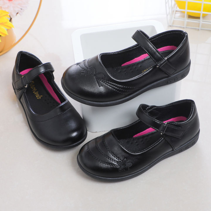 New black shoes for kids girls PU leather flats school shoes for kids size  28-36 Lazada PH