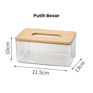 Inaso Tempat Tisu Transparan Kotak Tisu Kayu Modern Tissue Kamar Mandi Dapur Tempat Tisue Organizer Meja HSB639