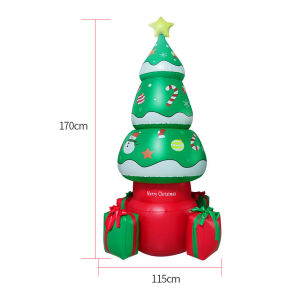 Christmas Inflatable Christmas Tree Ornaments Outdoor Inflatable Tree Colorful LED Lights Star Tree Top Holiday Party Decoration