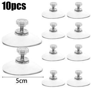 10Pcs 5cm Transparent PVC Strong Suction Cup Hook M5 Metal Screw Nut Sticky Suction Cup with Screw for Bathroom Kitchen Car Sunshade Removable Hook