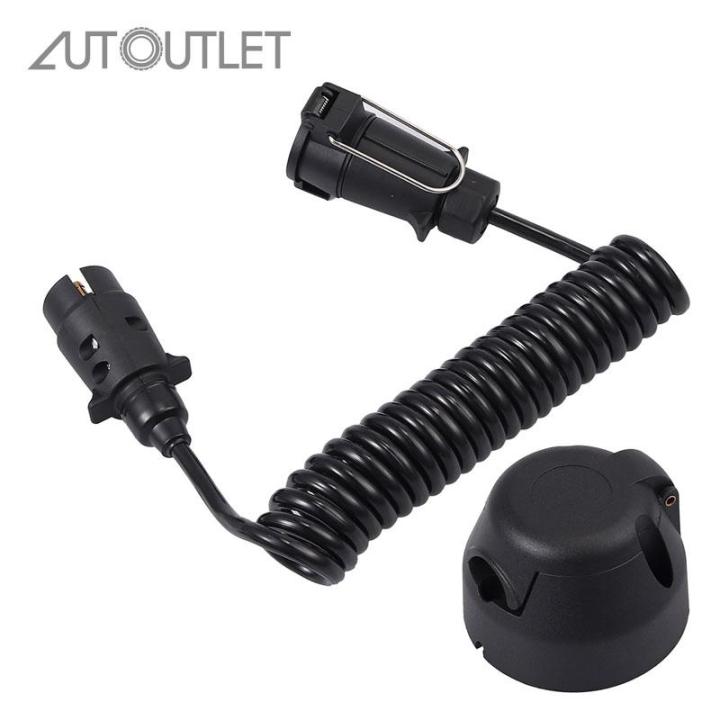 AUTOUTLET 7 Pin Trailer Plug Wiring Spring Cable Connector Adapter for ...