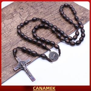 Miễn phí vận chuyển✨ Cổ điển chữ thập Công Giáo gỗ hạt religiousrayer Mặt dây chuyền vòng cổ đồ trang sức