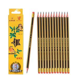 Bút chì 2B G-star 018 hộp 12 cây kèm gôm tẩy thân bút hình lục giác giúp cho trẻ dễ cầm bút cotienshop93