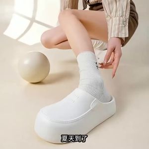 [Free Shipping] Waterproof And Non-Slip WomenS Summer Outdoor Thick-Soled Closed-Toe Slippers For Indoor And Home Use Height-Increasing EVA Clogs
