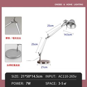 LED Desk Lamp with Clip Dimmable Table Lamp For Bedroom Study Kitchen Office Adjustable Arm Desk Lamp Home Decor Industrial Style