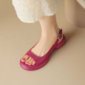 [Free Shipping] One-Strap Sandals With Thick Soles WomenS Summer New Style Thick-Soled Open-Toe Sandals Simple And Fashionable Fish-Mouth Sandals