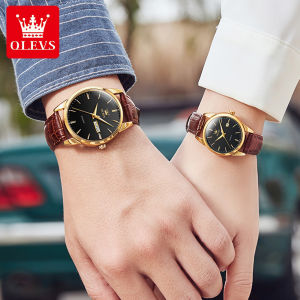 OLEVS Jam Tangan Couple Pasangan Terbaru 2024 Tahan Air Ori Mewah Kulit Kuarsa Kasual Elegan
