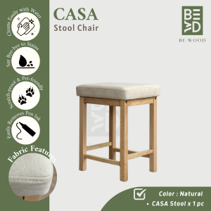 CASA Stool Chair With Cushion Chair Solid Wood Stool Dressing (BE WOOD)