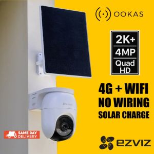 EZVIZ 4G SIM Solar 4MP Pan-Tilt Outdoor WiFi 6 Camera | Wi-Fi 6 + 4G Auto Switch | CB8 Lite & CB8 Lite 4G Wireless CCTV