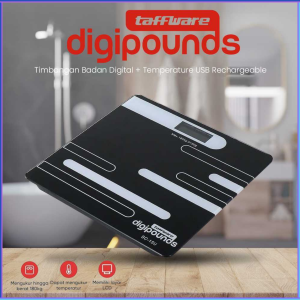 PENGIRIMAN CEPAT Taffware Digipounds Timbangan Badan Digital Versi USB with Temperatur SC 15U / timbangan badan digital dewasa terbaru lengkap 180 kg karakter baterai berdiri cek lemak jumbo anak