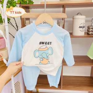 [D2] Bộ quần áo thu đông cho bé trai bé gái chất thun tăm lạnh in hình đáng yêu - DH KIDS