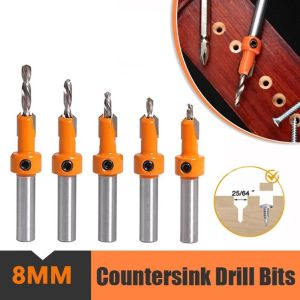 DOUBLEL Sink hole Counter sink Drill Bit Hole Punch Step Counter sink Router Bit Professional 8mm Shank Counter sinking Drill Woodworking Tools