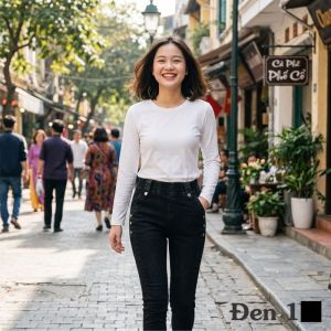 Quần nữ lưng cao lưng thun có big size GLQ158 Queenbe chất cotton dệt kiểu jean dáng ôm