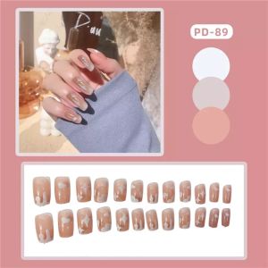PMB 24Pcs Kuku Palsu Motif Kartun 24 Pcs Fake Nail Karakter Manicure Nail Stickers Wedding Pengantin Fake Nails Murah Import