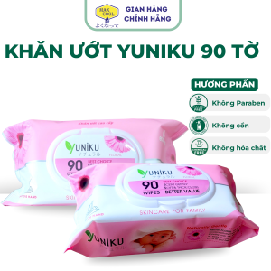 1 gói khăn ướt Yuniku 90 tờ hồng hương phấn - Hàng chính hãng