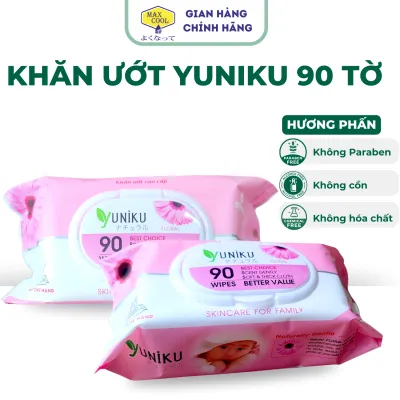 1 gói khăn ướt Yuniku 90 tờ hồng hương phấn - Hàng chính hãng