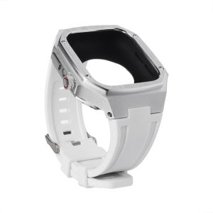 Dây đeo silicon sửa đổi sang trọng + gờ kim loại cho dây đeo đồng hồ Apple 40mm 41mm 44mm 45mm dành cho phụ nữ nam giới kinh doanh vòng đeo tay thể thao Bộ vỏ cho IWatch Series 7 se 6 5 4 3 (Gói hộp kèm theo dụng cụ)