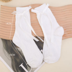 [Small Chrysanthemum] 1 Pair Fashion Ballet Style Ribbon Bow Socks Sweet Cute Breathable JK Bowknot Mid Tube Socks Women Summer Simple Calf Socks