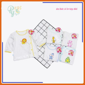 Áo bác sĩ hình in cotton 100% Bibo tay ngắn- tay dài cho bé sơ sinh từ 3-12 kg