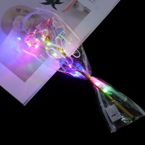 WAPKTY Phát sáng Hoa hồng dát vàng Đầy màu sắc Đèn LED Bó hoa hồng giả Lãng mạn Đạo cụ  ảnh Hoa hồng nhân tạo Ngày Valentine