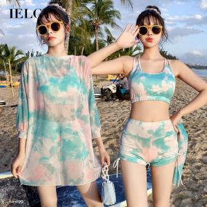 IELGY womens three piece large size long sleeve swimsuit