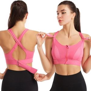 Women Plus Size Sports Bra Adjustable Belt Zipper No Steel Ring Underwear Yoga Running Comfortable Shockproof Underwear Gym Bralette Vest