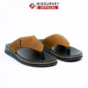 Dép Xỏ Ngón Nam Da Bò Sáp SIGOURNEY DN-114 Dép Kẹp Đế Khâu Chắc Chắn Bảo Hành 18 Tháng