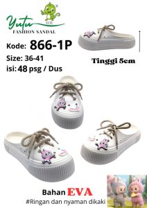 sandal sepatu cewek motif karakter labubu viral slip one 866-1P (36-41) sepatu wanita korean style