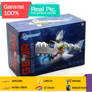 Mainan Edukasi Robot Ikan Hiu Gear Crazy Shark Berjalan Bersuara LED Gear