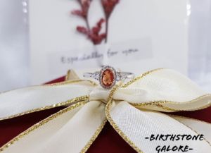 Natural Fancy Color Sapphire Birthstone S925 adjustable silver ring/Orange color sapphire ring/Gemstone/birthstone/cincin orange sapphire/橘色蓝宝石 S925镶嵌活口戒指