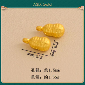 ASIX GOLD Fade Proof Gold Plated Fortune Bag Charm Fu Money Pouch Ruyi Peanut DIY Bracelet Necklace Pendant Lucky Fashion Jewelry Gift