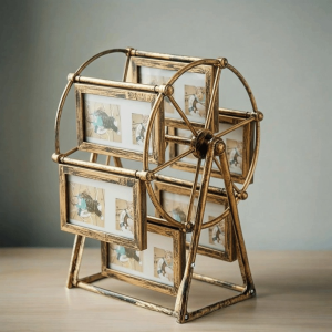 REGISTR Vintage Ferris Wheel Photo Frame Changeable 12 Picture Slots Photo Display Shelf Creative 360° Spin Decorative Frame Home Decor